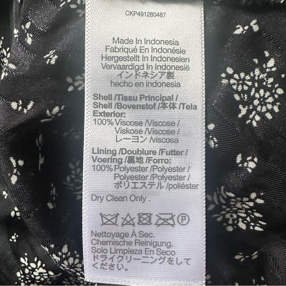 Madewell Dress Ruched Midi V-neck Long Sleeve Floral True Black 2 - Picture 11 of 14